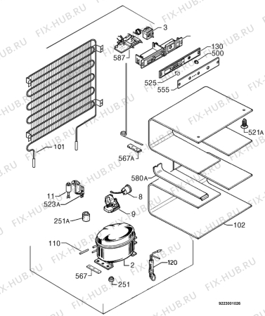 Взрыв-схема холодильника Electrolux EU6220I - Схема узла Cooling system 017